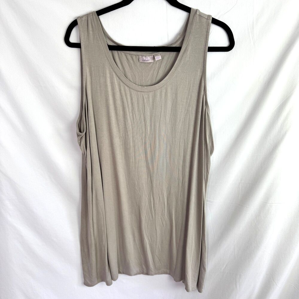 Logo Layers Lori Goldstein Women's  Tank Top Size 2X Light Beige Sleeveless